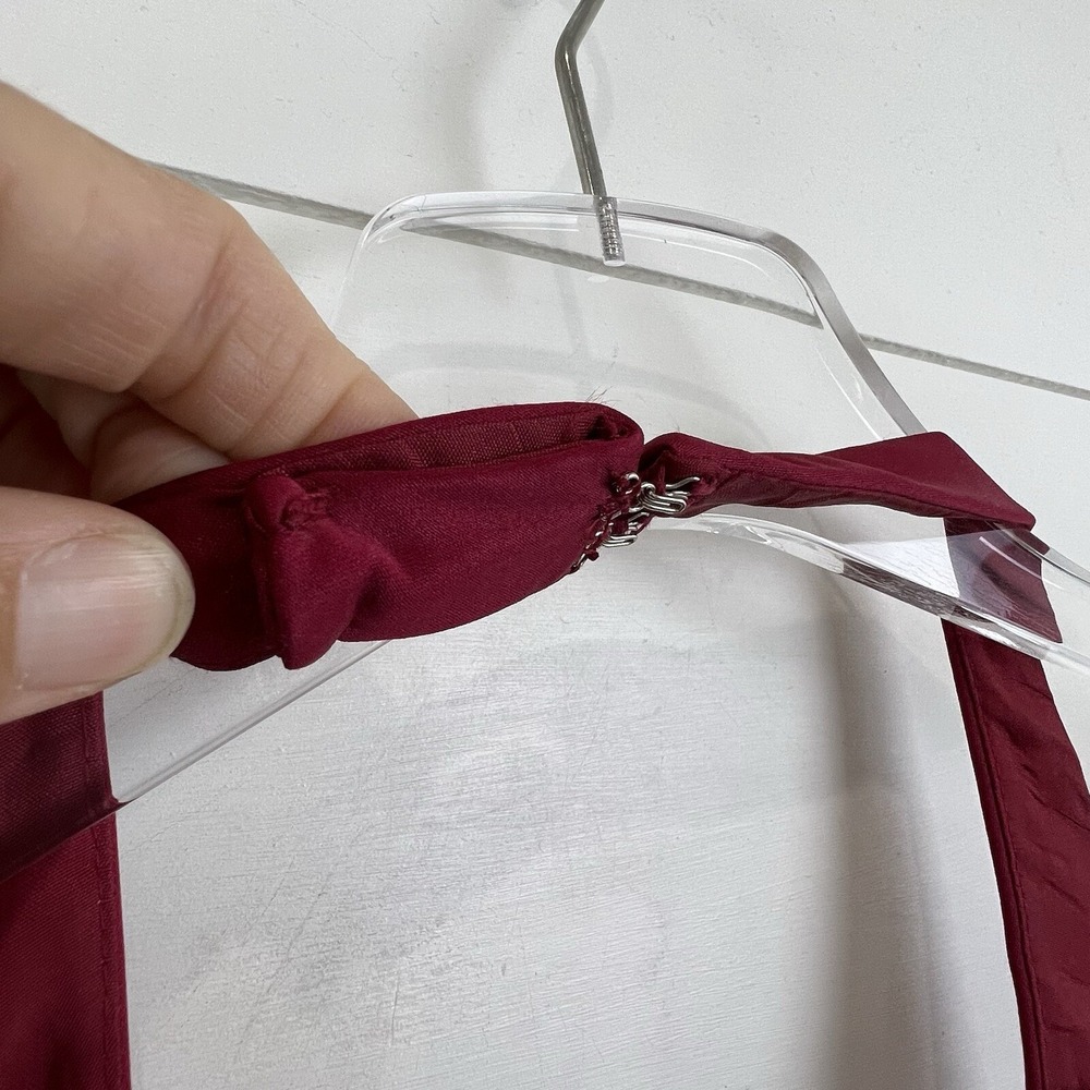 Mon Cheri EVENINGS 6 Halter Ruffle Chiffon Satin Maxi Dress Gown‎ Garnet Formal - Picture 12 of 12